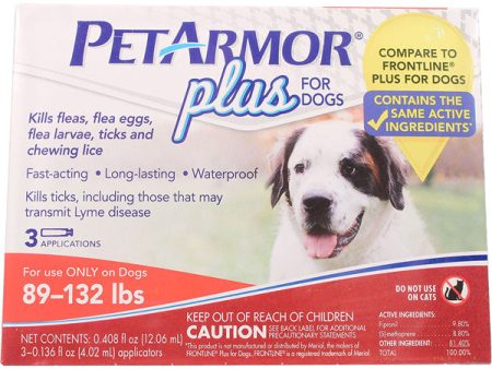 PETARMOR - Plus for Dogs Flea and Tick Squeeze-On 89-132 Lbs. - 3 Applications Discount