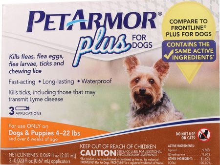 PETARMOR - Plus for Dogs Flea and Tick Squeeze-On 4-22 Lbs. - 3 Applications Supply