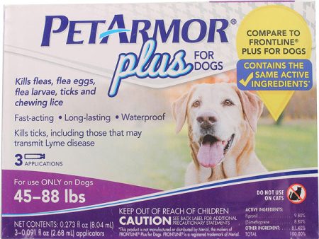 PETARMOR - Plus for Dogs Flea and Tick Squeeze-On 45-88 Lbs. - 3 Applications on Sale