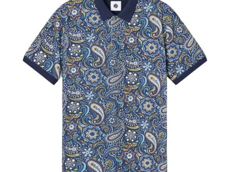 Pretty Green Marriot Paisley Blue Polo Shirt For Cheap