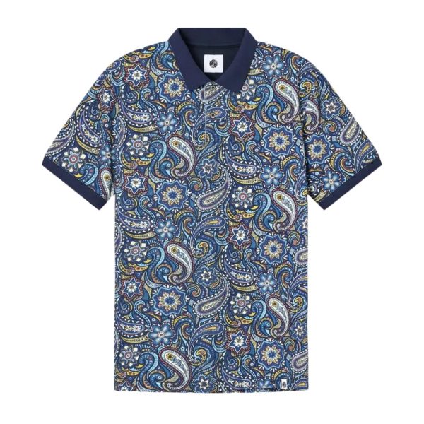 Pretty Green Marriot Paisley Blue Polo Shirt For Cheap