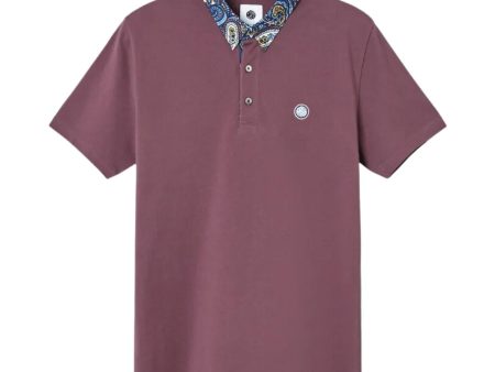 Pretty Green Marriot Paisley Collar Purple Polo Shirt Cheap