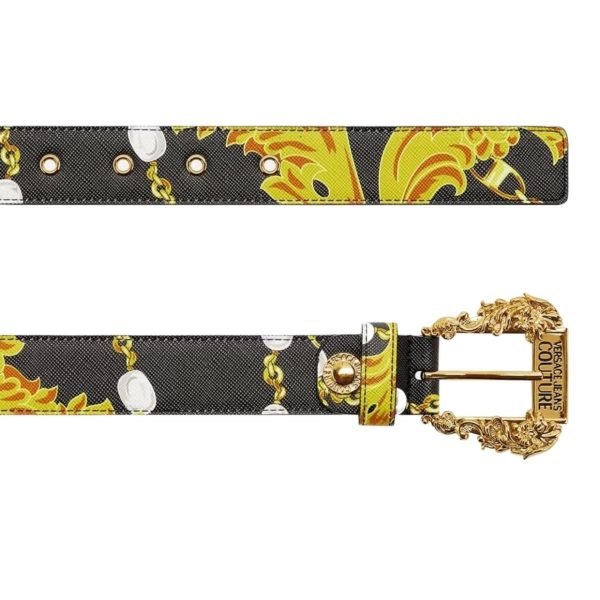 Versace Jeans Couture Baroque Buckle Black Belt Sale