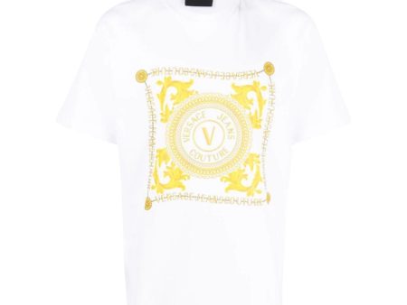 Versace Jeans Couture Chain-Link Emblem Logo White T-Shirt Cheap