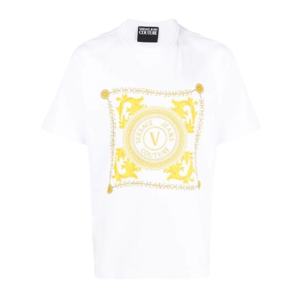 Versace Jeans Couture Chain-Link Emblem Logo White T-Shirt Cheap