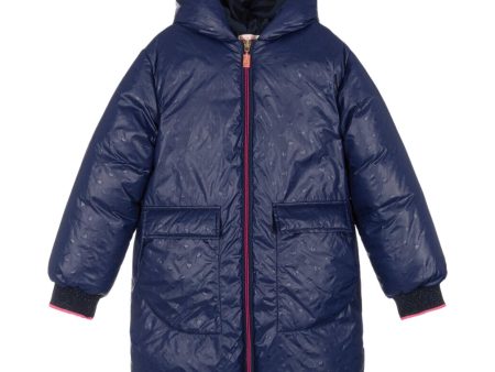 Billieblush Hooded Navy Puffer Jacket on Sale