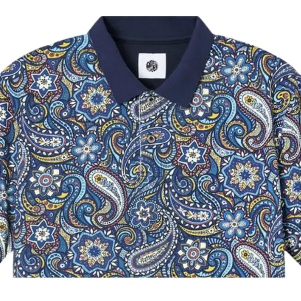 Pretty Green Marriot Paisley Blue Polo Shirt For Cheap