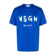 MSGM Brushed Effect Logo Blue T-Shirt For Sale