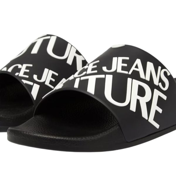 Versace Jeans Couture Logo Black Sliders on Sale