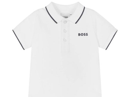 BOSS Baby Printed Logo White Polo Shirt on Sale