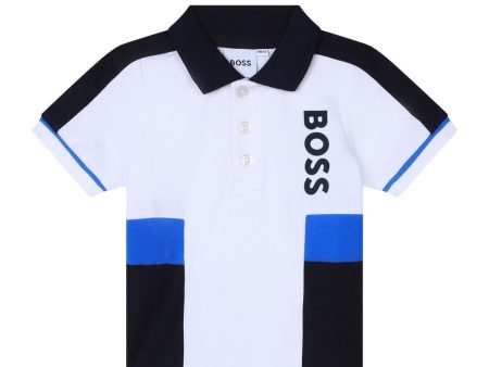 BOSS Baby Logo White & Blue Polo Shirt Sale