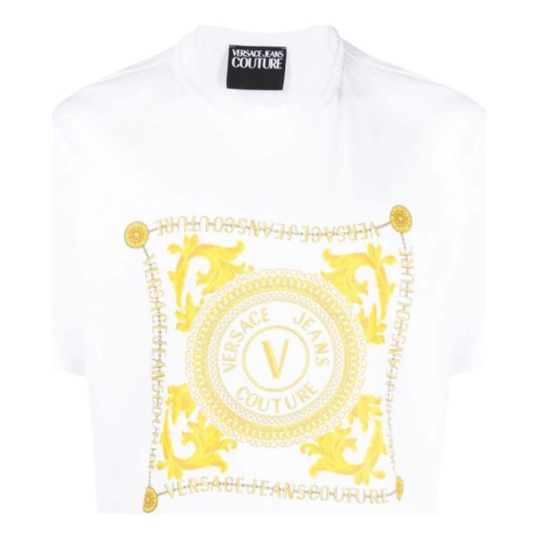 Versace Jeans Couture Chain-Link Emblem Logo White T-Shirt Cheap