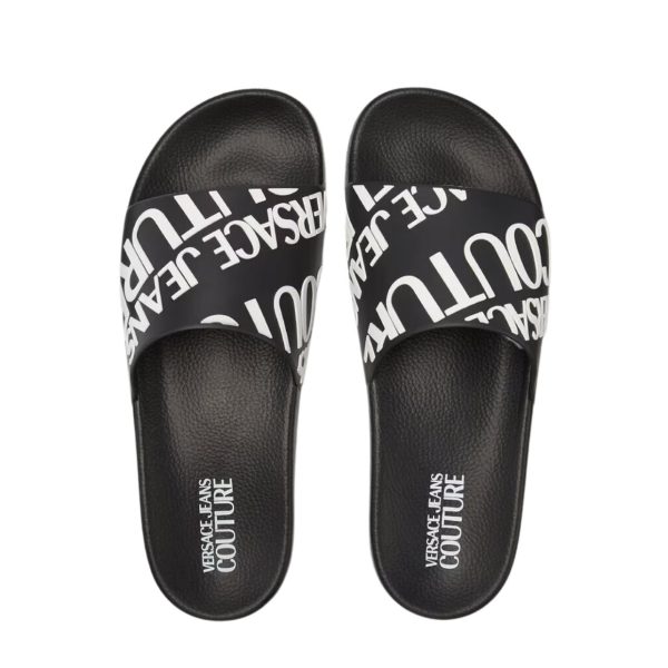 Versace Jeans Couture Logo Black Sliders on Sale