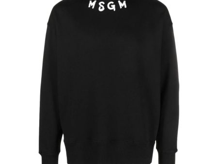 MSGM Print Collar Logo Black Sweatshirt Online now