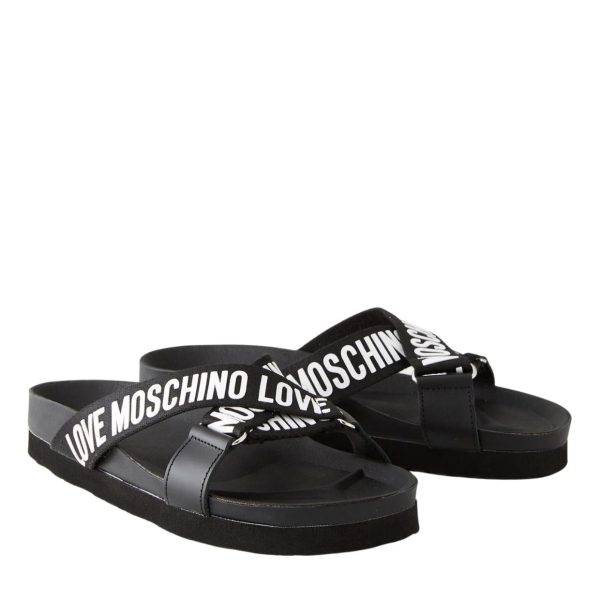 Love Moschino Logo Strap Black Sandals Online Hot Sale