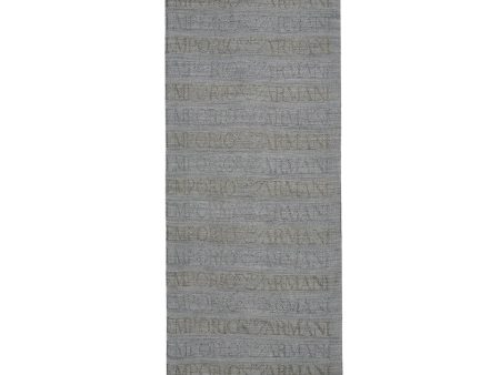 Emporio Armani All-Over Jacquard Lurex Logo Grey Scarf Fashion