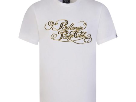 Billionaire Boys Club Calligraphy Logo White T-Shirt Hot on Sale