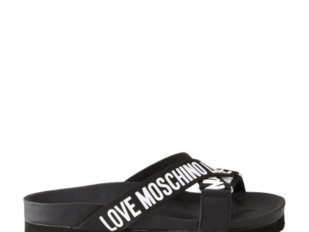 Love Moschino Logo Strap Black Sandals Online Hot Sale