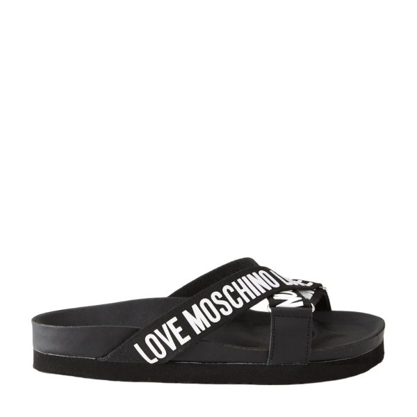 Love Moschino Logo Strap Black Sandals Online Hot Sale