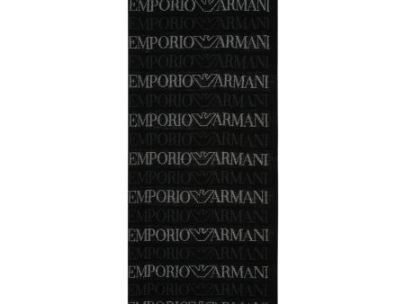 Emporio Armani All-Over Jacquard Lurex Logo Black Scarf Cheap