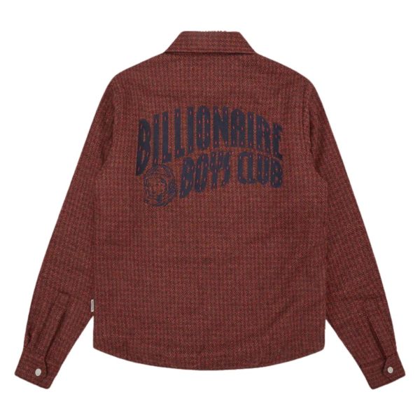 Billionaire Boys Club Boys Arch Logo Check Burgundy Overshirt Online Sale